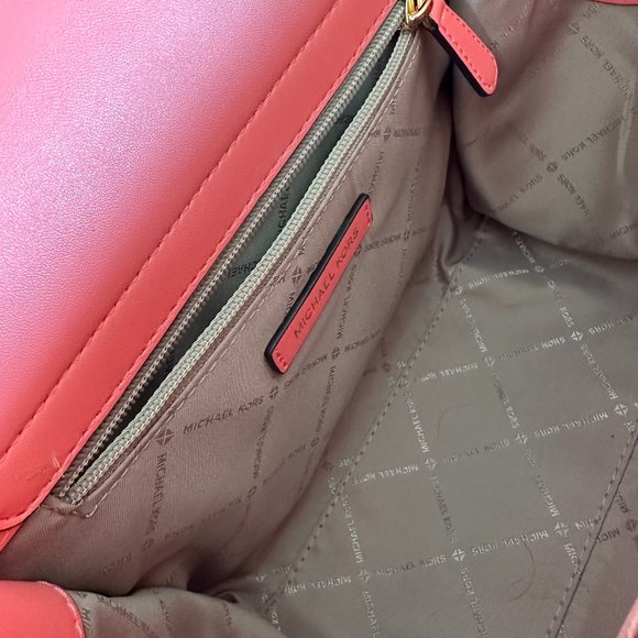 Michael Kors Carmen Medium Flap Satchel Grapefruit - Picture 5 of 6